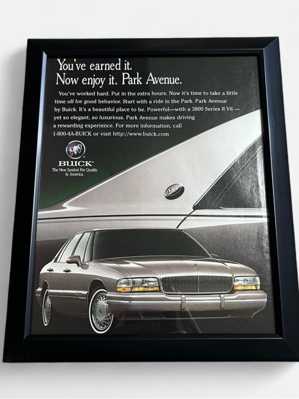 Vintage Buick Car Print Framed Size 8x10